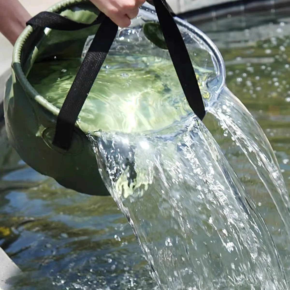 Foldable Bucket, Portable Water Storage Device, Outdoor Multifunctional, Military Green, 10L