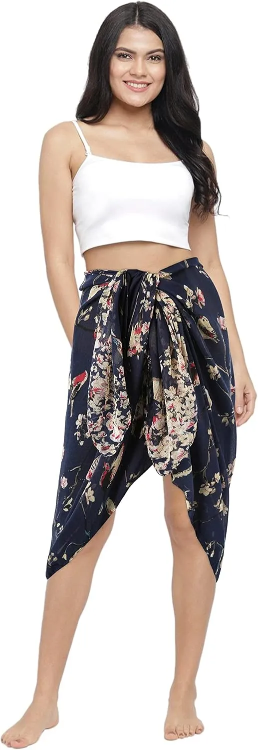 GERINLY Scarfs for Women Lightweight Floral Birds Print Cotton Scarves and Wraps for Summer Shawl