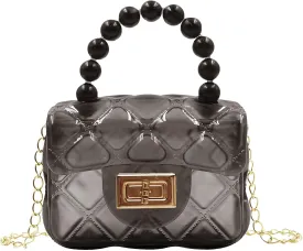 Girls Small Clear Jelly Purse Candy Color Transparent Tote Bag Handbag with Removable Shoulder Strap