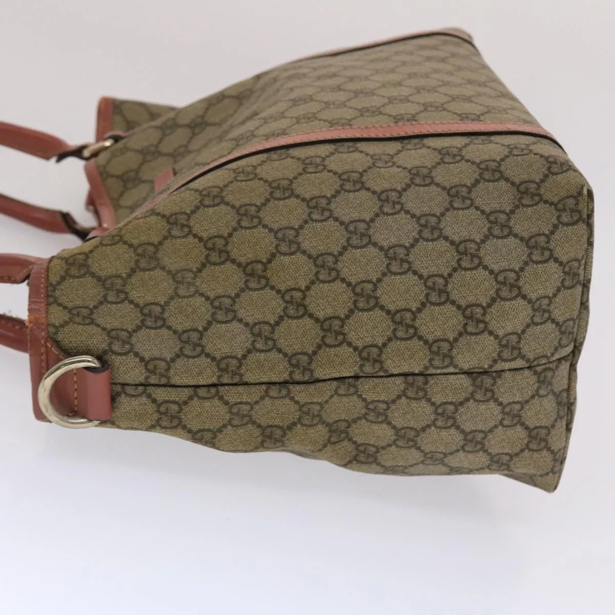 GUCCI GG Canvas Tote Bag PVC Leather Beige Pink  49060