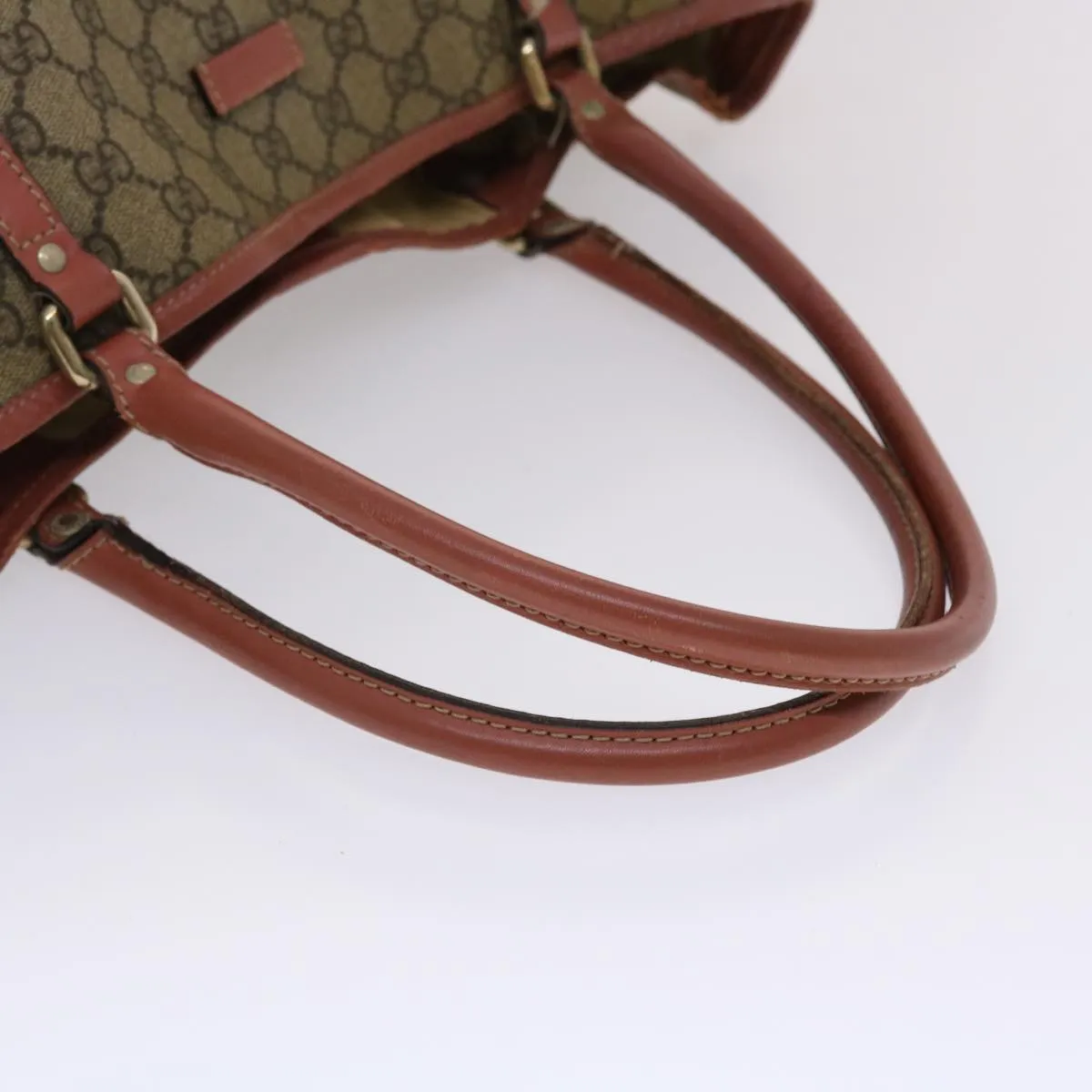 GUCCI GG Canvas Tote Bag PVC Leather Beige Pink  49060