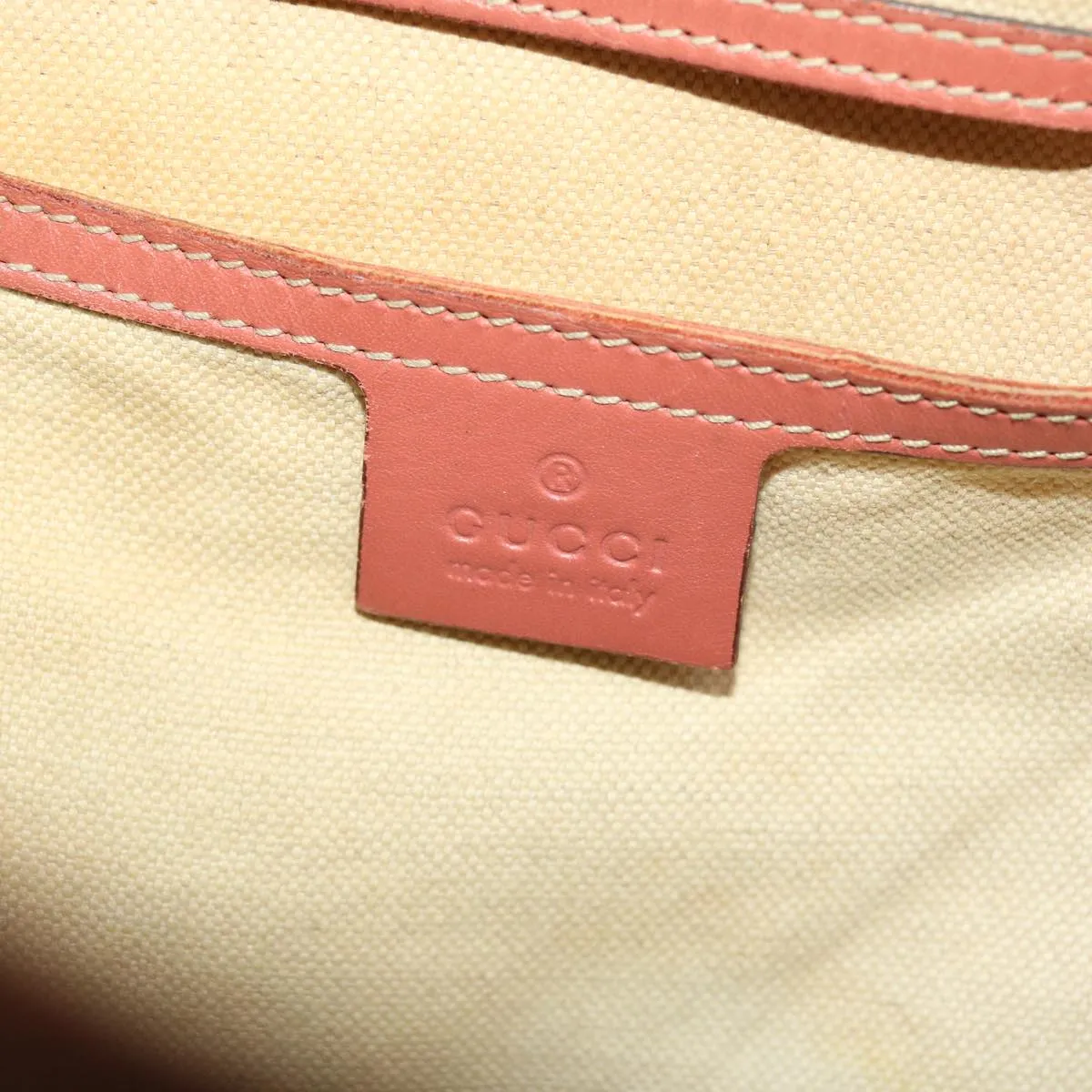 GUCCI GG Canvas Tote Bag PVC Leather Beige Pink  49060