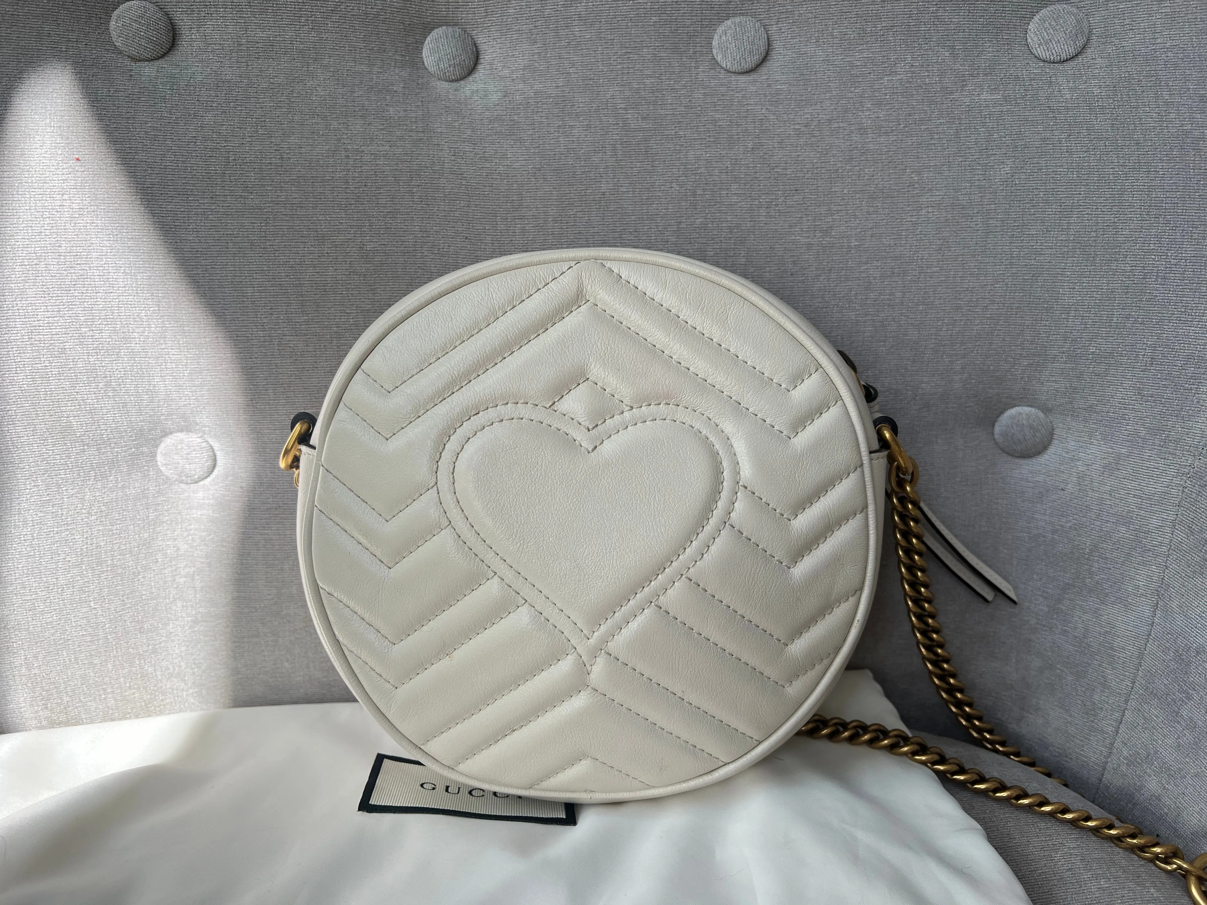 Gucci GG Round White Marmont Small Shoulder Bag