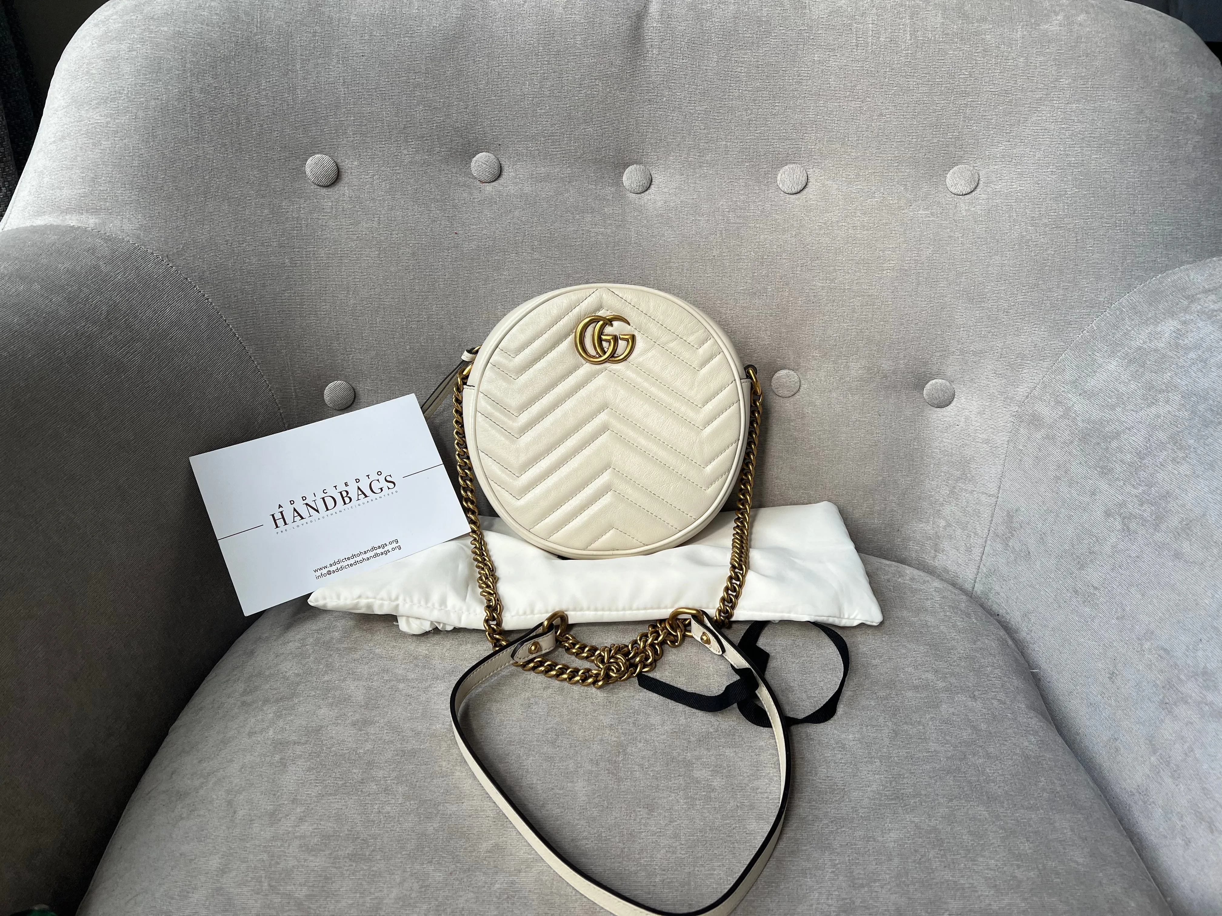 Gucci GG Round White Marmont Small Shoulder Bag