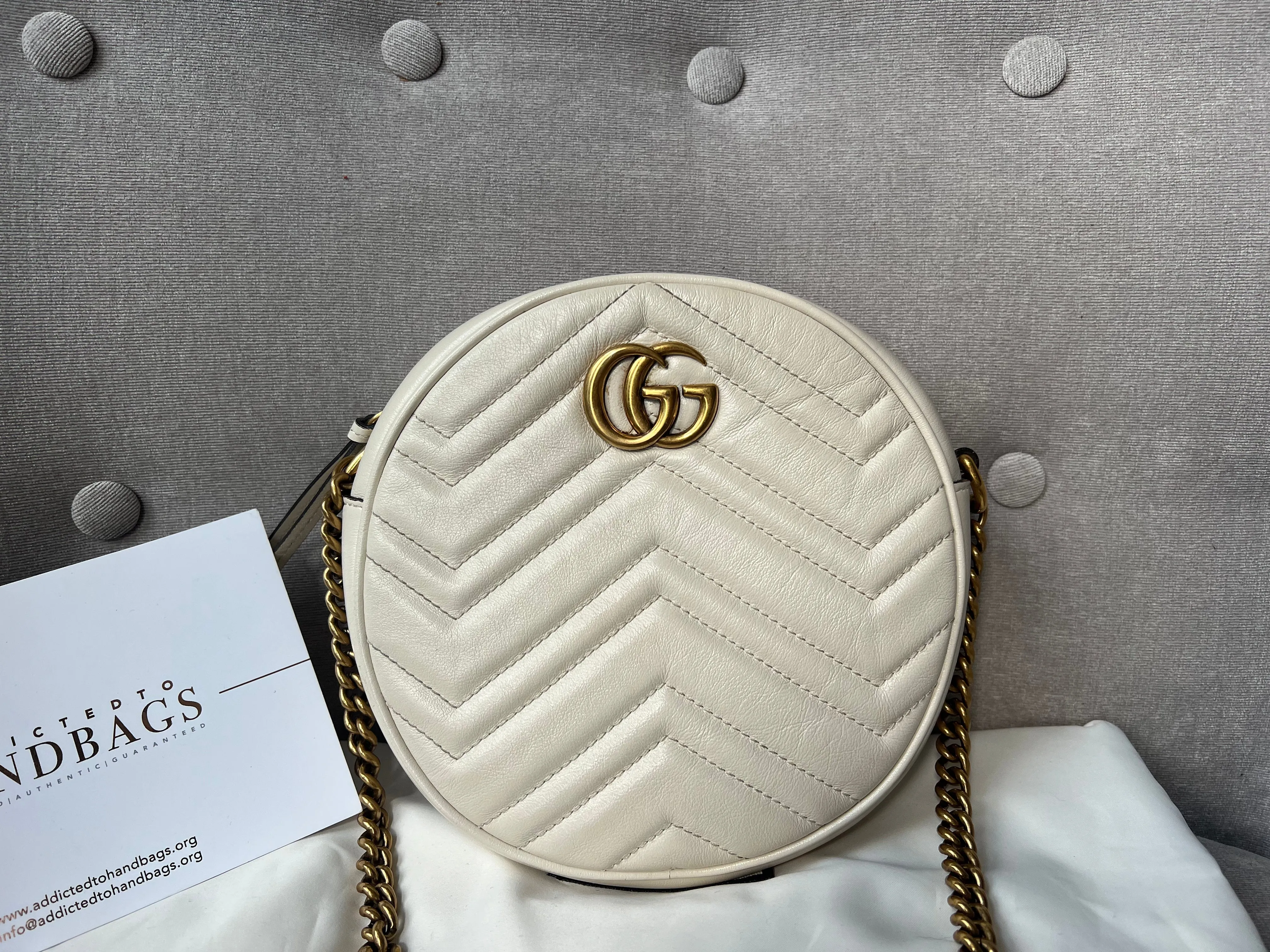 Gucci GG Round White Marmont Small Shoulder Bag