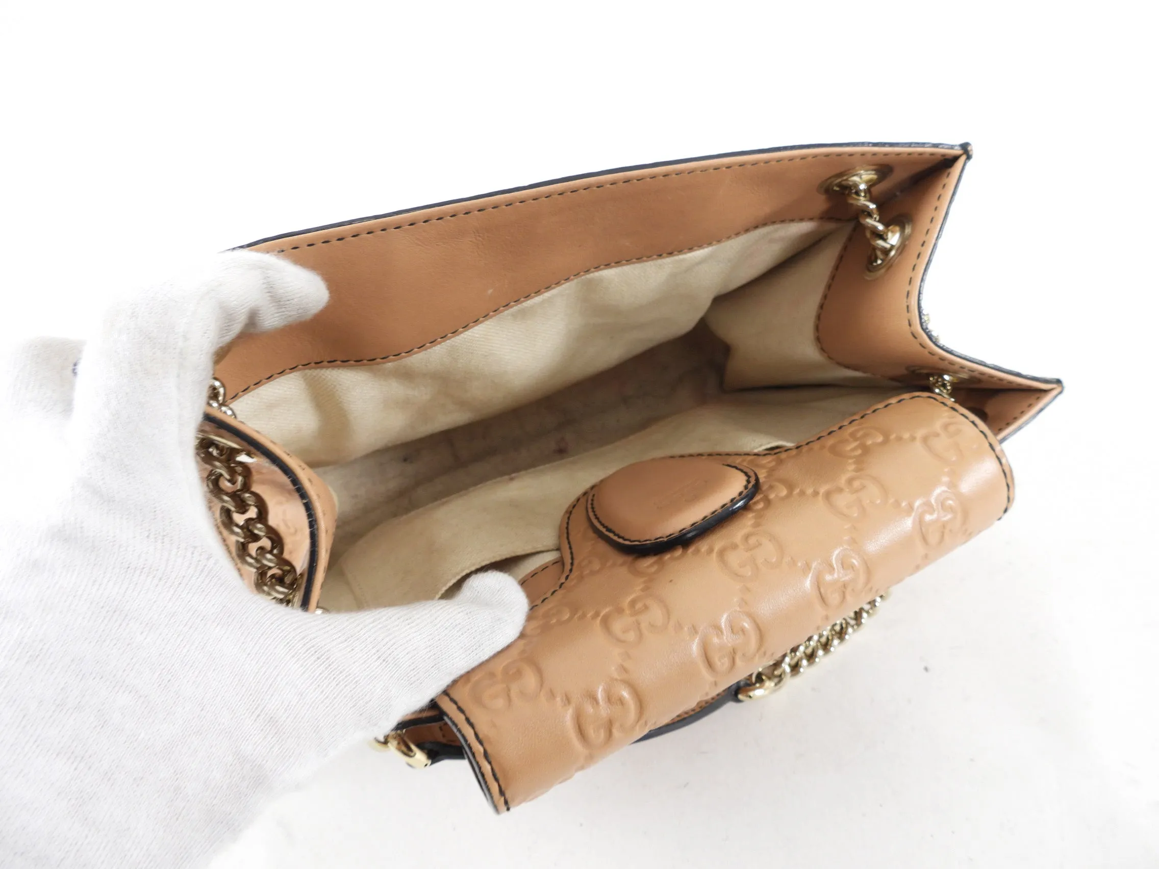 Gucci Tan Guccissima Small Emilie Chain Shoulder Bag