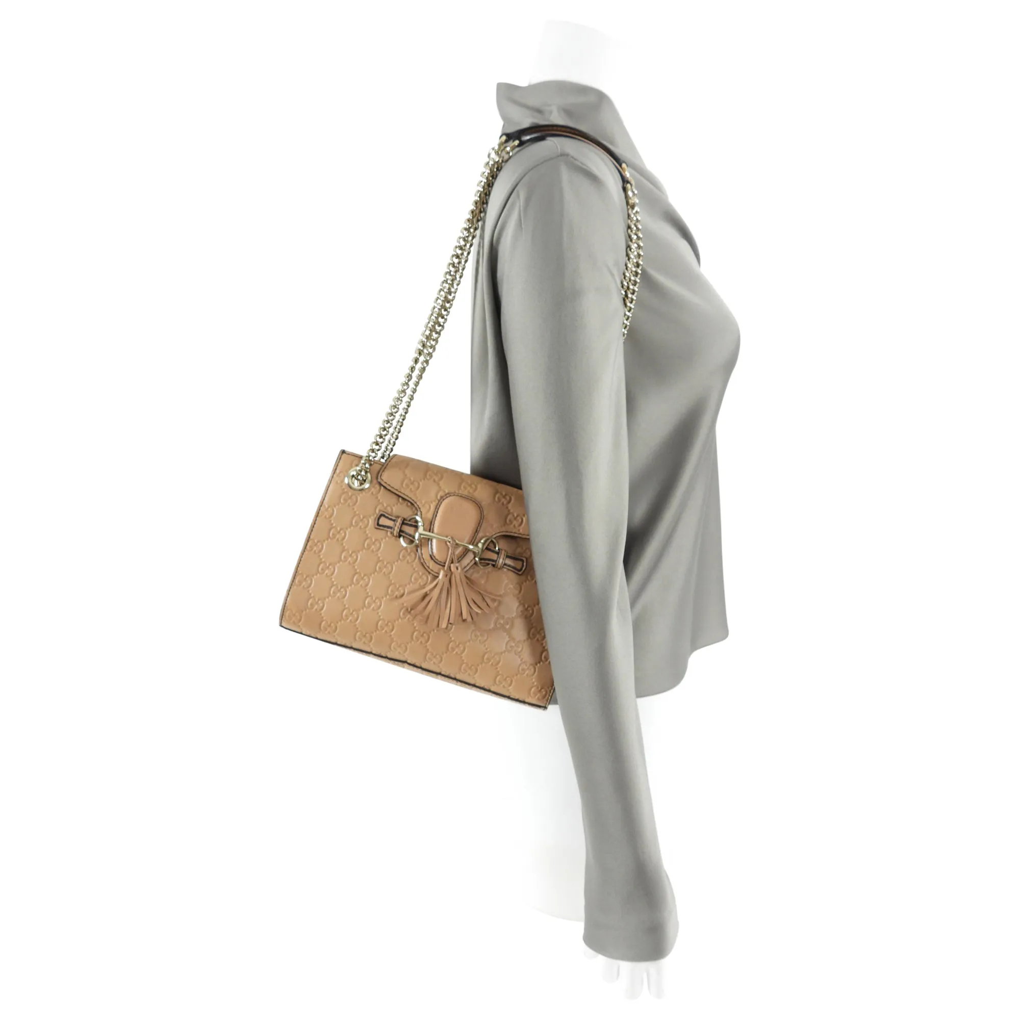 Gucci Tan Guccissima Small Emilie Chain Shoulder Bag