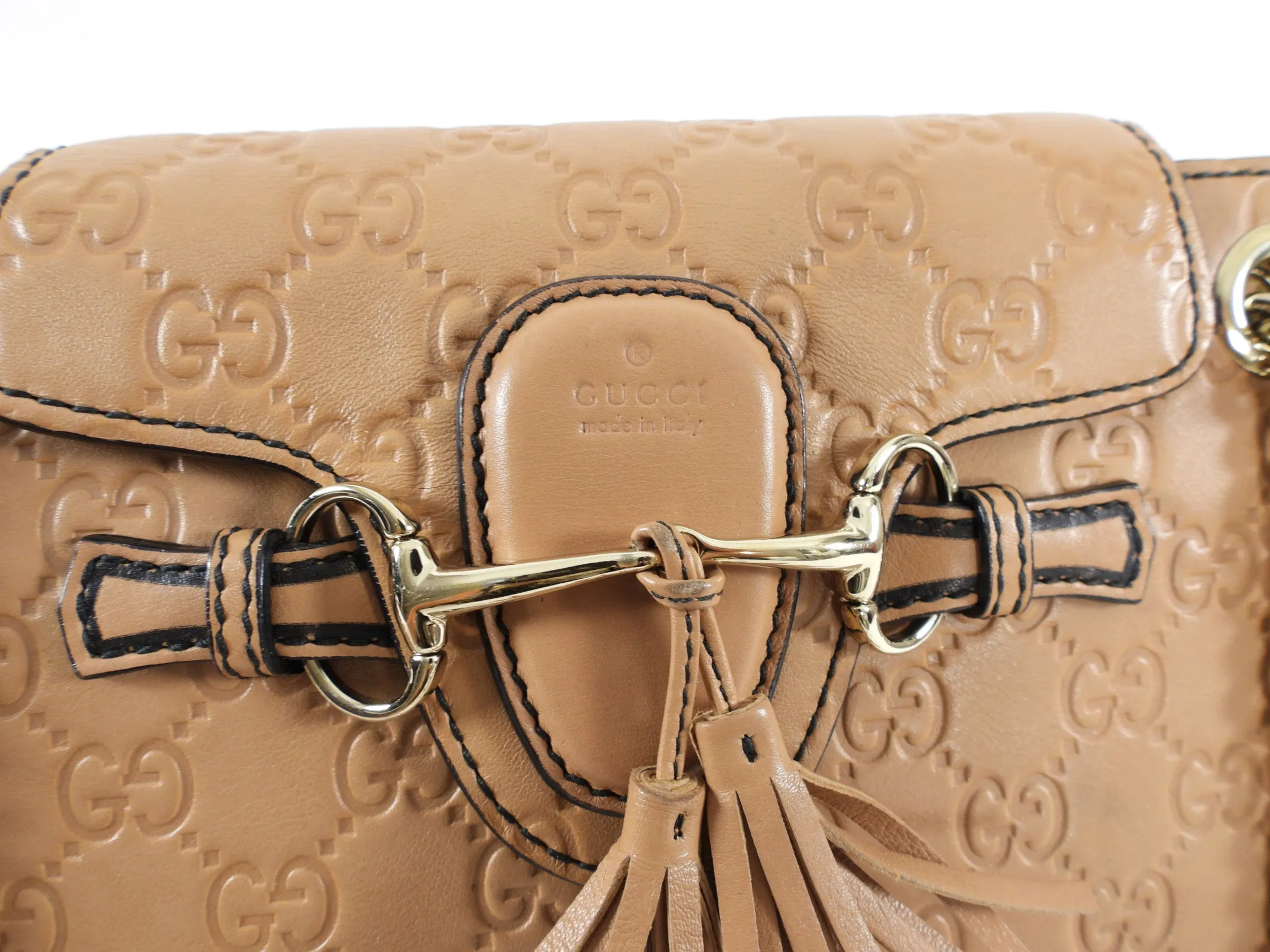 Gucci Tan Guccissima Small Emilie Chain Shoulder Bag