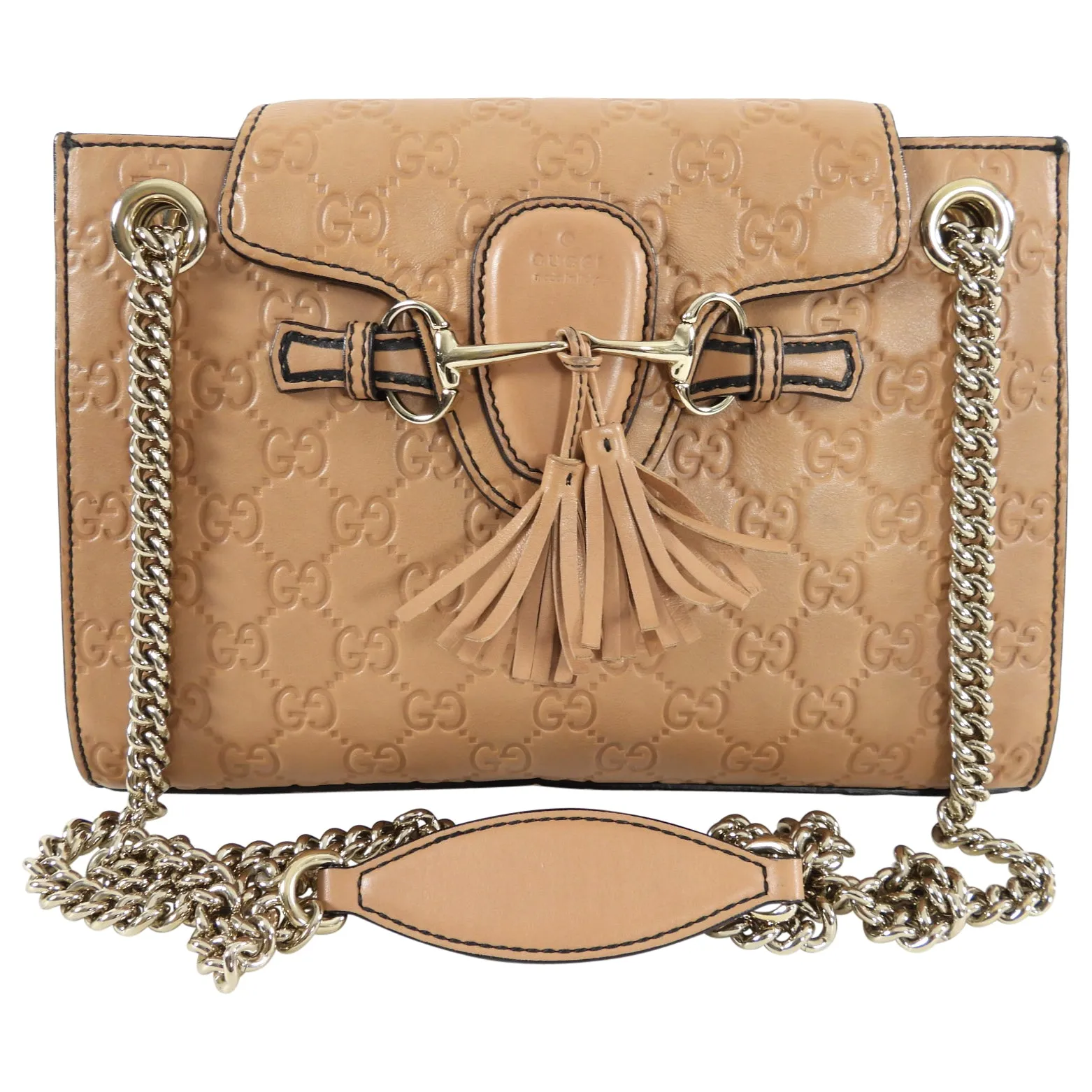 Gucci Tan Guccissima Small Emilie Chain Shoulder Bag