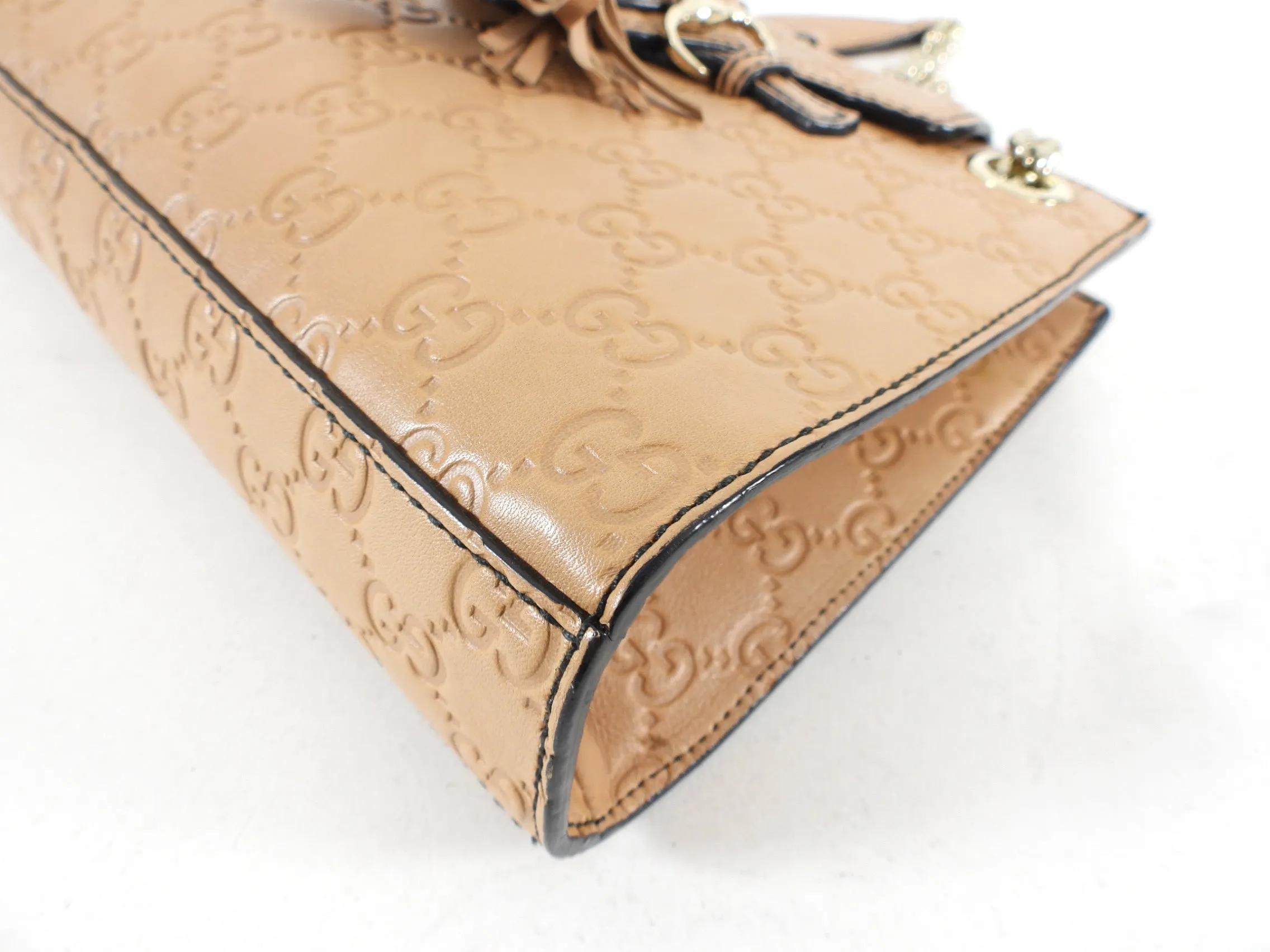 Gucci Tan Guccissima Small Emilie Chain Shoulder Bag
