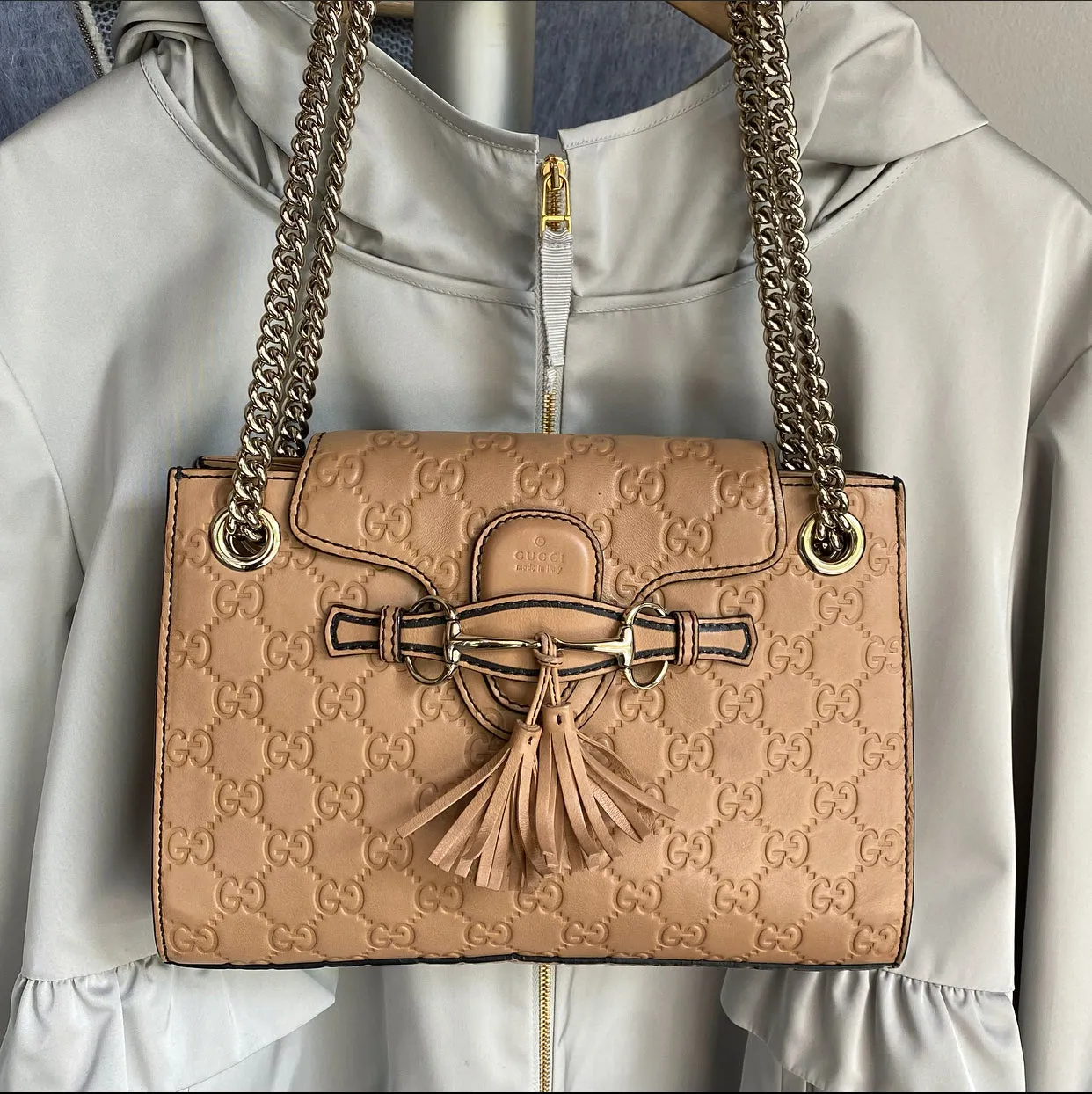 Gucci Tan Guccissima Small Emilie Chain Shoulder Bag