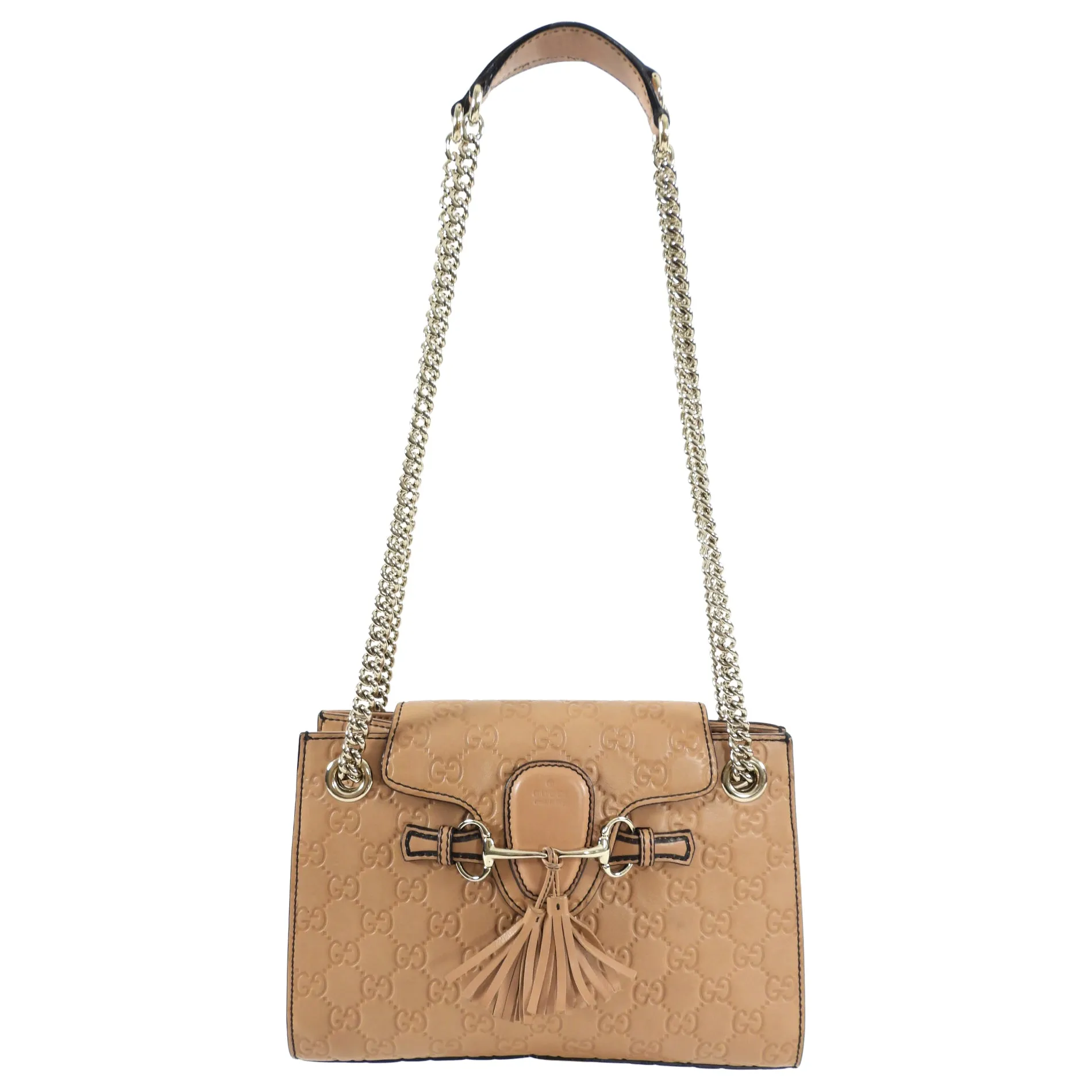 Gucci Tan Guccissima Small Emilie Chain Shoulder Bag