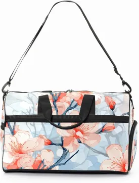 Gym Bag for Women Men, Yoga Bag with Shoe Pocket, Travel Duffel Tote Bag for Plane, Workout, Swimming, Weekend Overnight Bag Carry on Bag Hospital Holdalls, Stained Glass Peach Blossom - 3