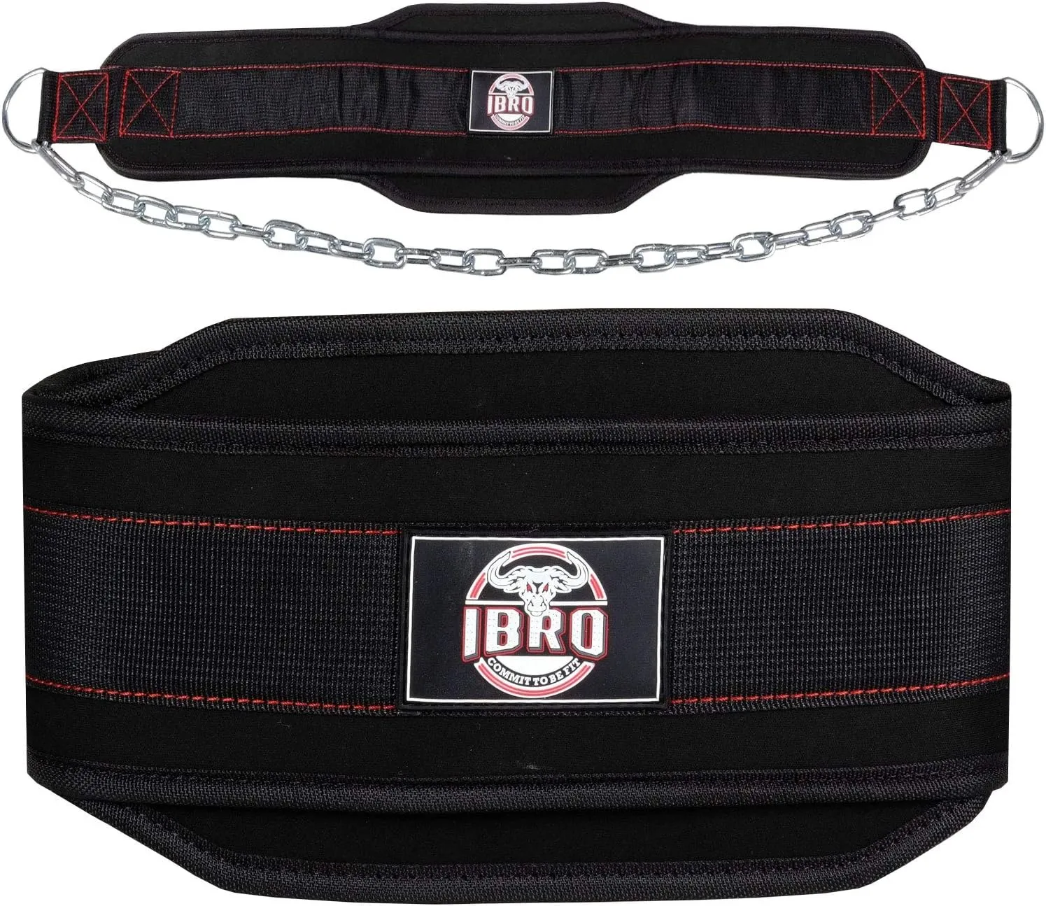 IBRO Advanced Fitness Dipping Belt with Heavy Duty Long Steel Chain | Weighted Dips, Pullups, Bodybuilding, Weight Lifting | Neoprene Waist Support | for Men and Women