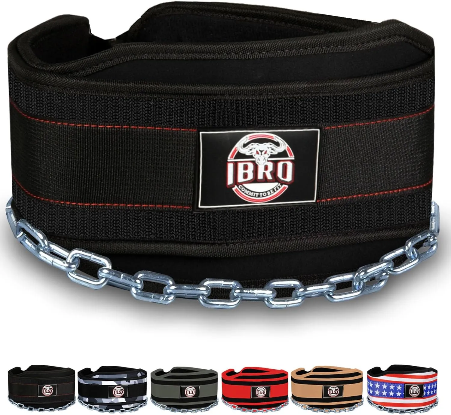 IBRO Advanced Fitness Dipping Belt with Heavy Duty Long Steel Chain | Weighted Dips, Pullups, Bodybuilding, Weight Lifting | Neoprene Waist Support | for Men and Women