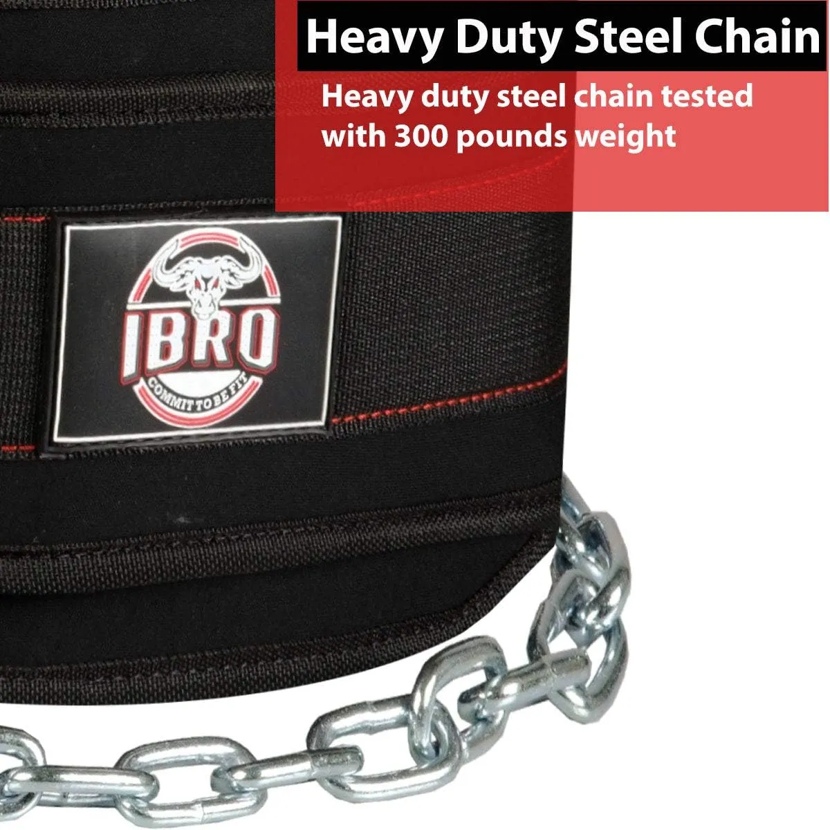 IBRO Advanced Fitness Dipping Belt with Heavy Duty Long Steel Chain | Weighted Dips, Pullups, Bodybuilding, Weight Lifting | Neoprene Waist Support | for Men and Women