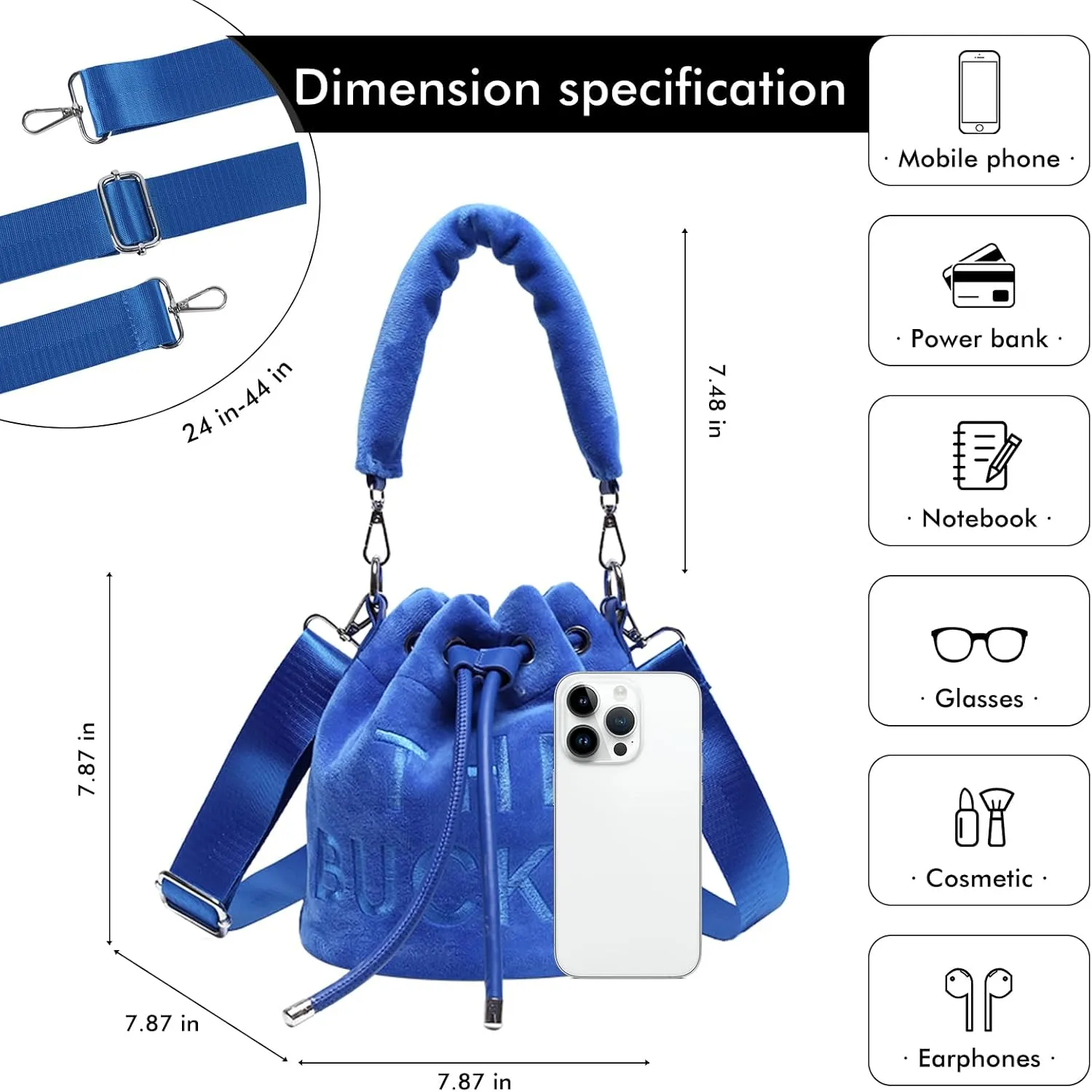 JQAliMOVV Mini Crossbody Bucket Bags for Women Trendy Velvet Bucket Purse Hobo Drawstring Handbags