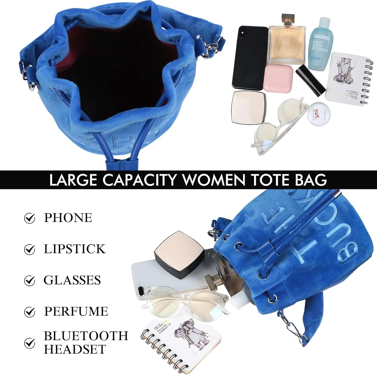 JQAliMOVV Mini Crossbody Bucket Bags for Women Trendy Velvet Bucket Purse Hobo Drawstring Handbags