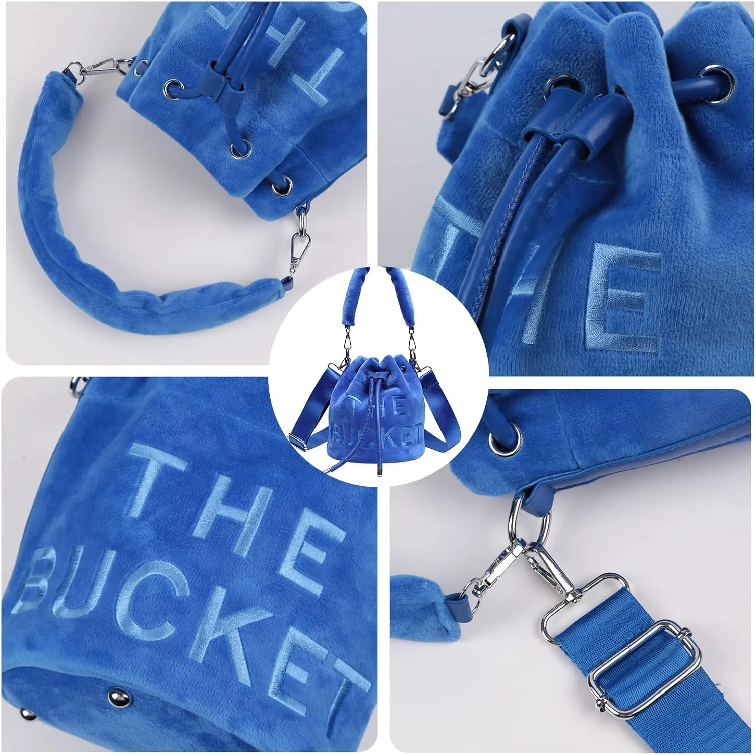 JQAliMOVV Mini Crossbody Bucket Bags for Women Trendy Velvet Bucket Purse Hobo Drawstring Handbags