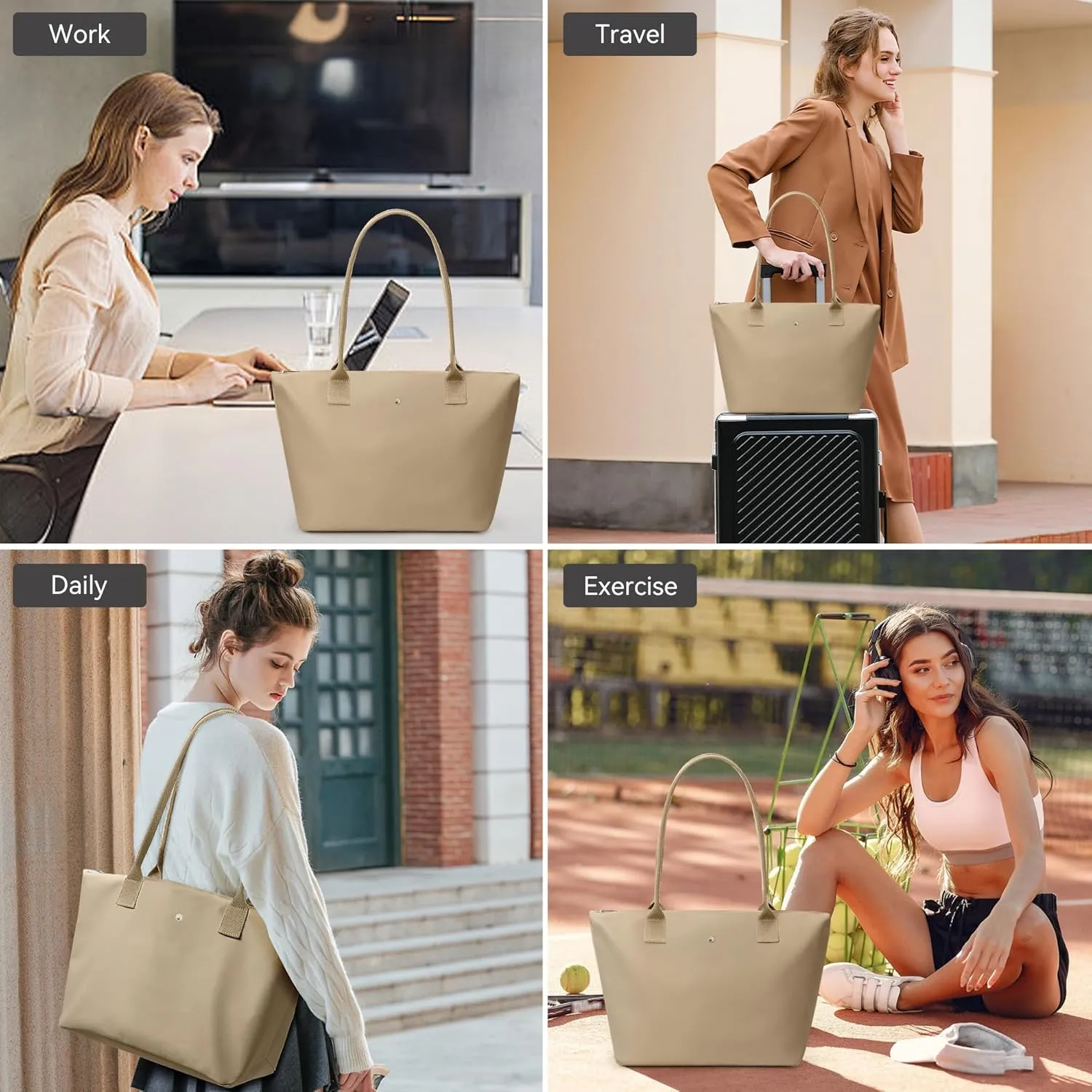 KALIDI Tote Bag for Women Nylon Top-Handle Purse,Shoulder Hobo handBag with Zipper Leisure Foldable Weekend