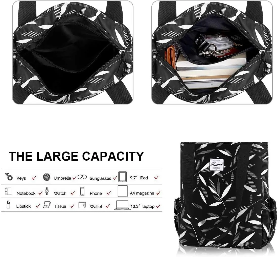 KAMO Floral Tote Bag - Waterproof Lightweight Handbags Travel Shoulder Bag for Hiking Yoga Gym Swimming Travel Beach