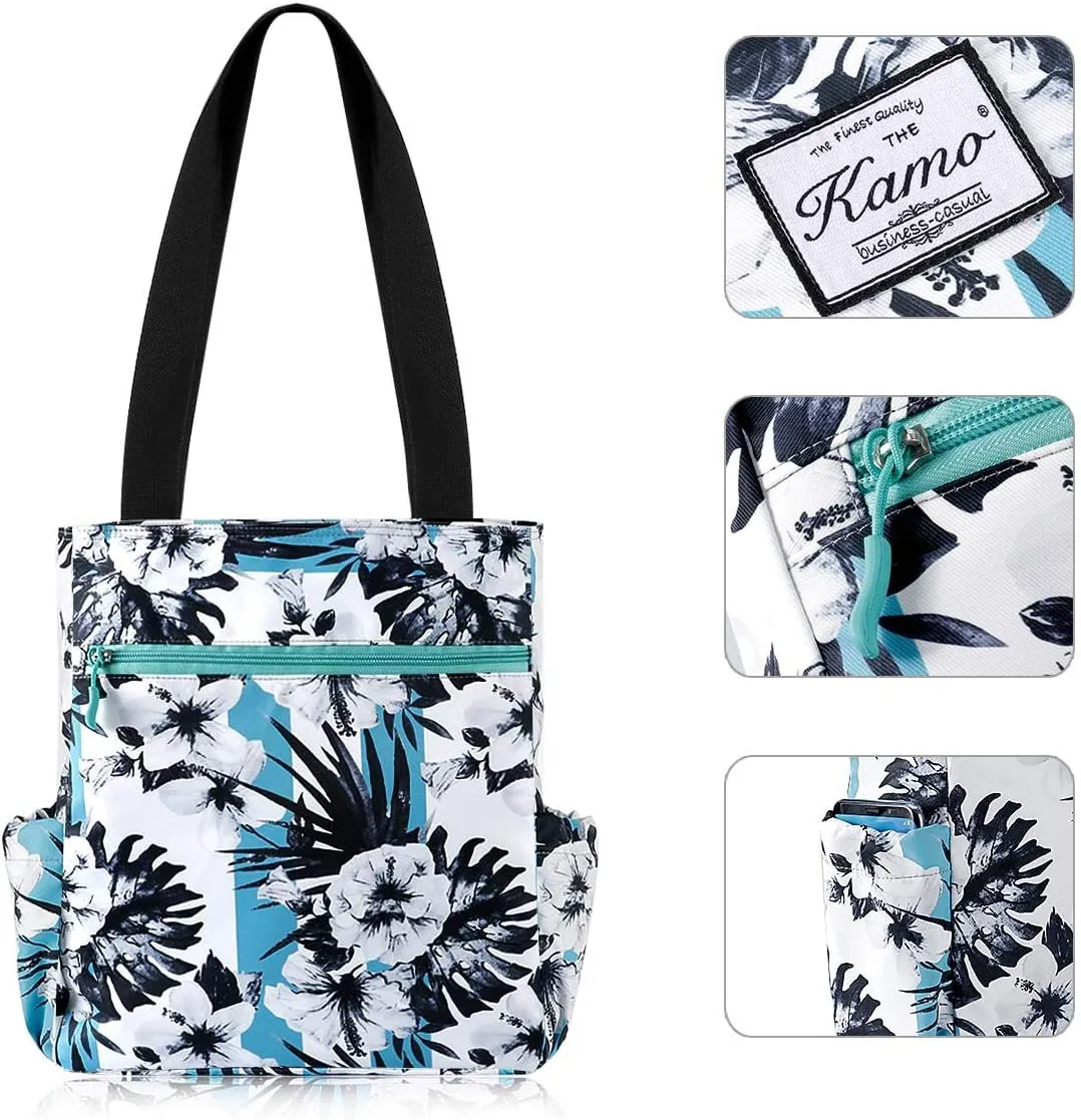 KAMO Floral Tote Bag - Waterproof Lightweight Handbags Travel Shoulder Bag for Hiking Yoga Gym Swimming Travel Beach