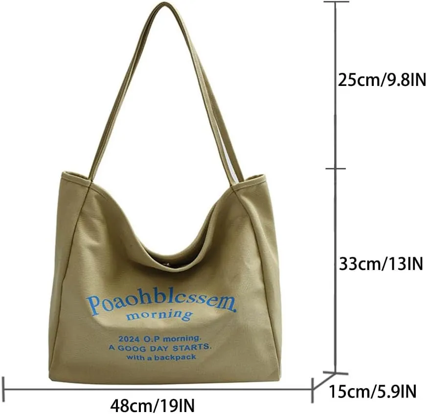 Large capacity canvas tote bag - fashionable commuting shoulder bag and artistic handbag