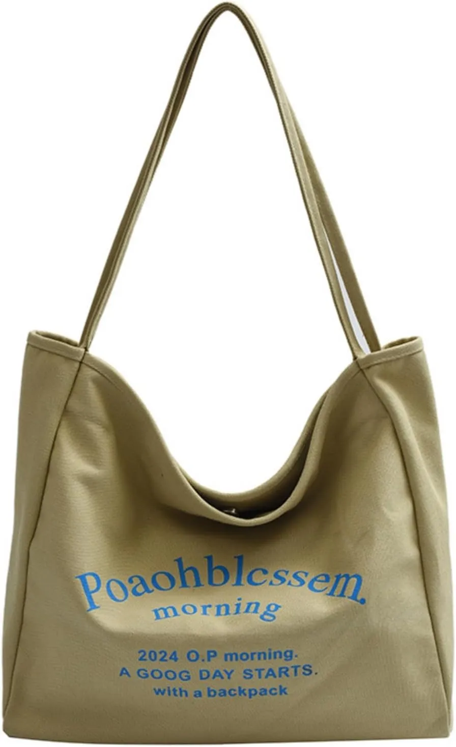 Large capacity canvas tote bag - fashionable commuting shoulder bag and artistic handbag