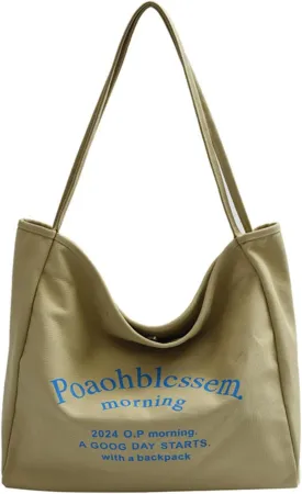 Large capacity canvas tote bag - fashionable commuting shoulder bag and artistic handbag