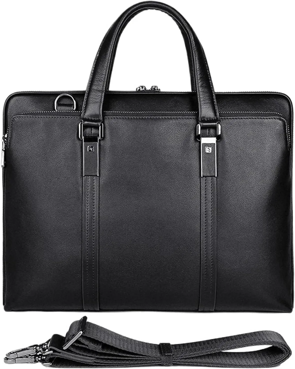 Leather Briefcase for Women Leather Briefcase Men Business Bag 15.6" Laptop Office Case Document File Shoulder Bag
