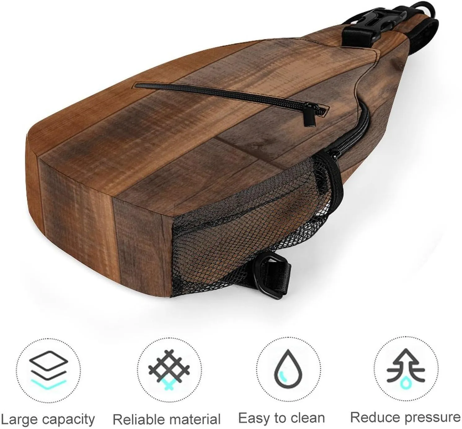 Lightweight Chest Bag Crossbody Bag Brown Wooden Sling Backpack for Women Men Sports Travel