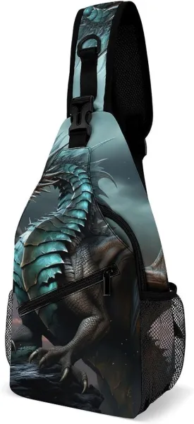 Lightweight Chest Bag Crossbody Bag Cool Dragon Sling Backpack for Women Men Sports Travel