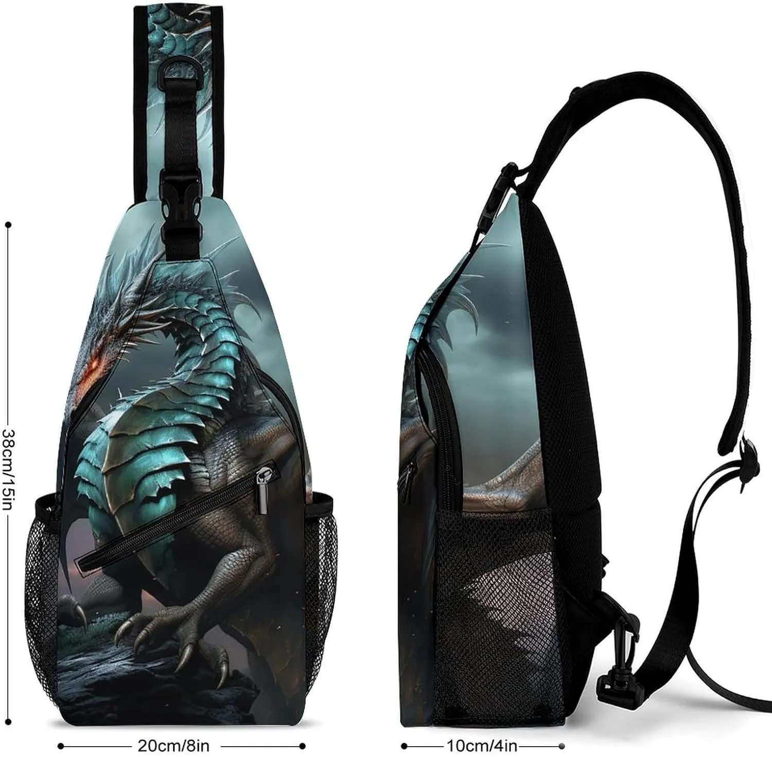 Lightweight Chest Bag Crossbody Bag Cool Dragon Sling Backpack for Women Men Sports Travel