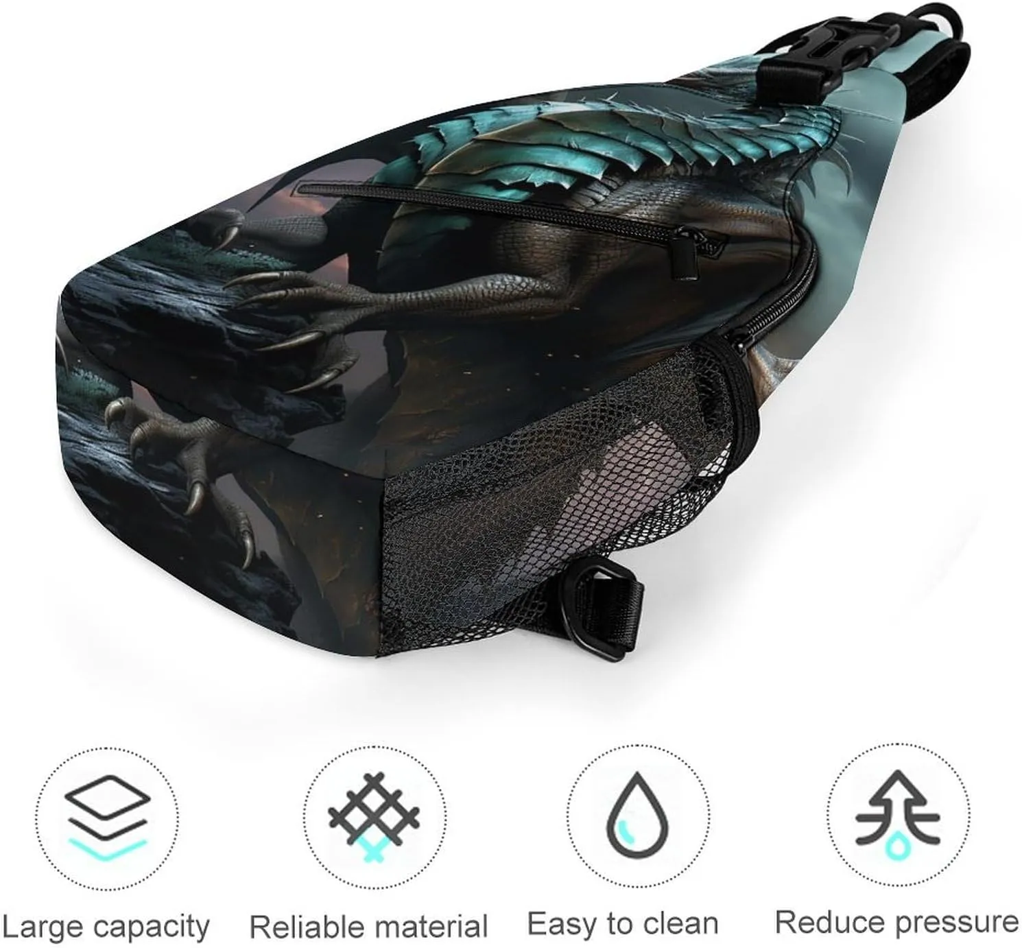 Lightweight Chest Bag Crossbody Bag Cool Dragon Sling Backpack for Women Men Sports Travel