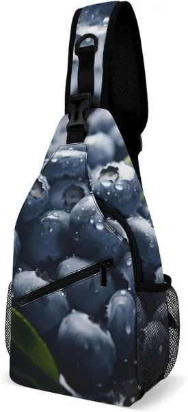 Lightweight Chest Bag Crossbody Bag Delicious Blueberry Sling Backpack for Women Men Sports Travel