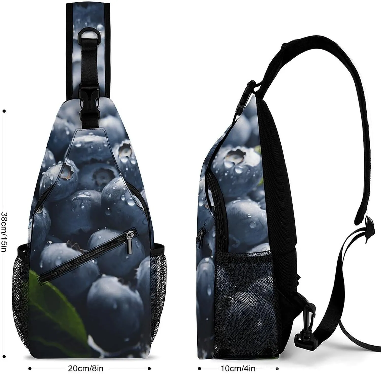 Lightweight Chest Bag Crossbody Bag Delicious Blueberry Sling Backpack for Women Men Sports Travel