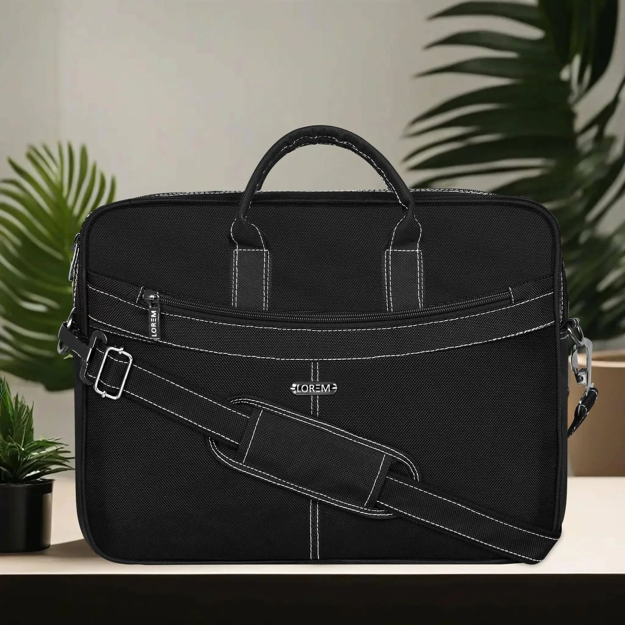 LOREM Linen fabric 10L Messenger Bag (Black) (BG85)