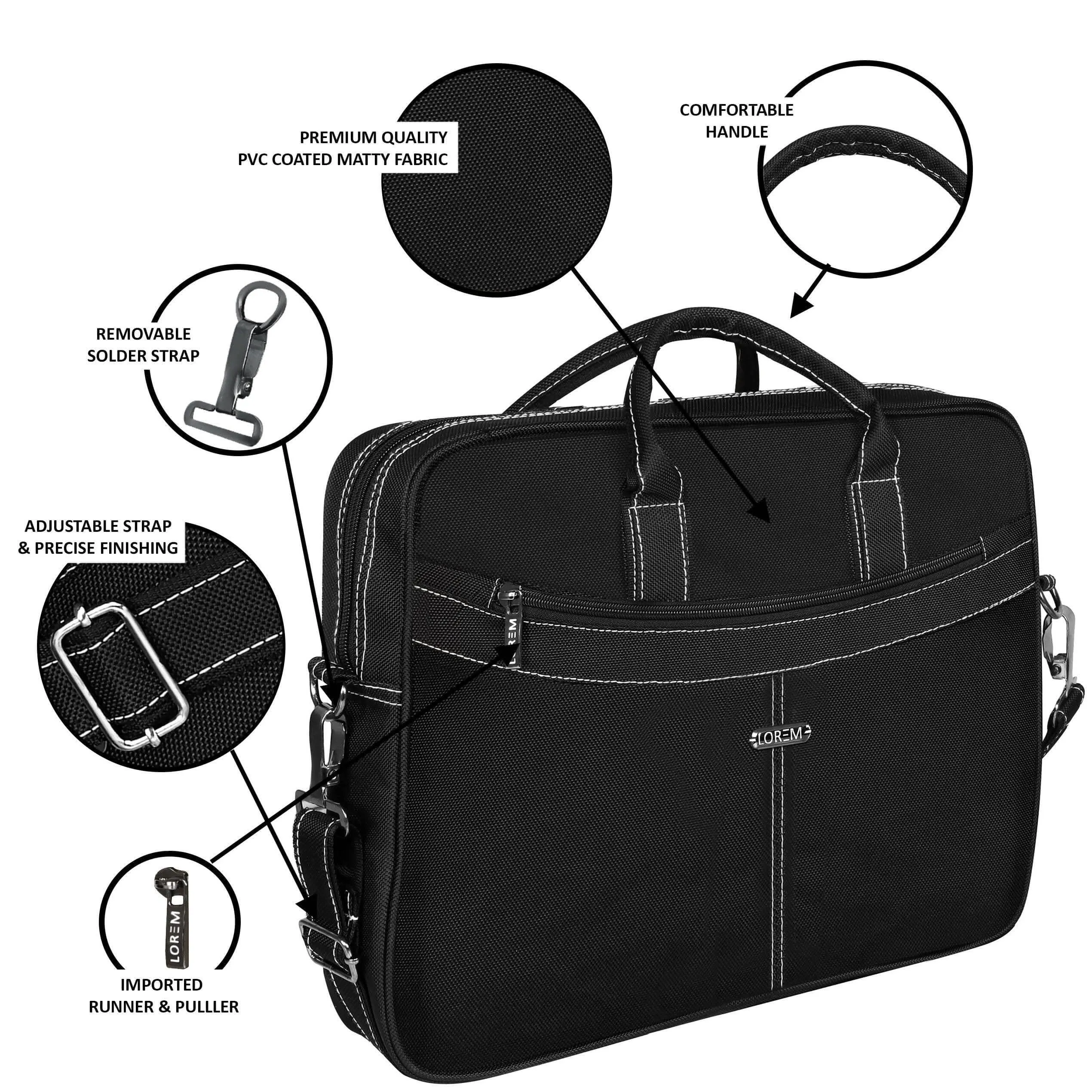 LOREM Linen fabric 10L Messenger Bag (Black) (BG85)