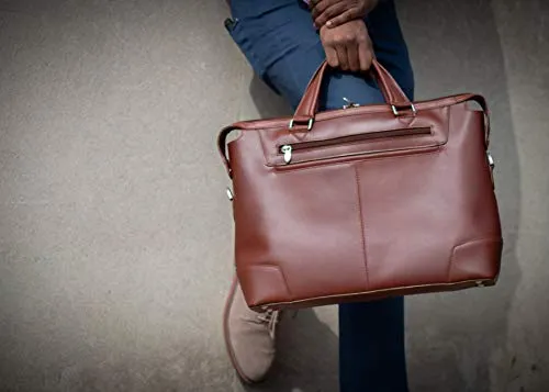 McKlein, R Series, Arcadia, Top Grain Cowhide Leather, 17" Leather Slim Laptop Briefcase, Brown (88764)