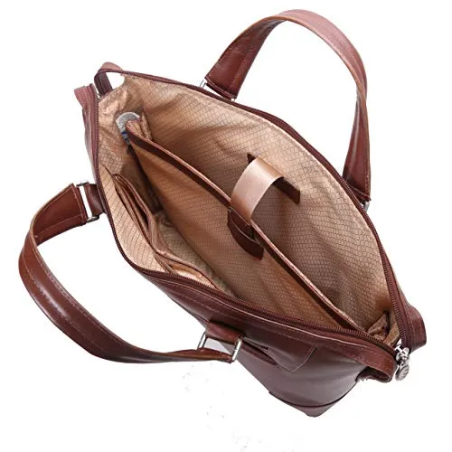 McKlein, R Series, Arcadia, Top Grain Cowhide Leather, 17" Leather Slim Laptop Briefcase, Brown (88764)