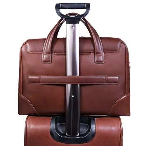 McKlein, R Series, Harpswell, Top Grain Cowhide Leather, 17" Leather Dual Compartment Laptop Briefcase, Brown (88564)