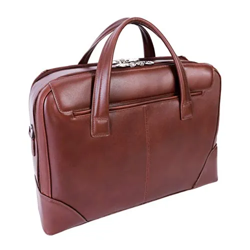 McKlein, R Series, Harpswell, Top Grain Cowhide Leather, 17" Leather Dual Compartment Laptop Briefcase, Brown (88564)