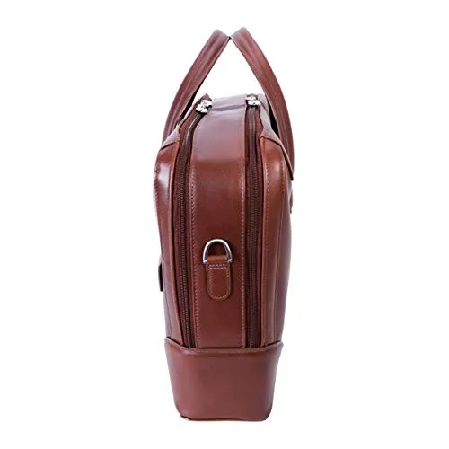 McKlein, R Series, Harpswell, Top Grain Cowhide Leather, 17" Leather Dual Compartment Laptop Briefcase, Brown (88564)