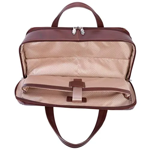 McKlein, R Series, Harpswell, Top Grain Cowhide Leather, 17" Leather Dual Compartment Laptop Briefcase, Brown (88564)