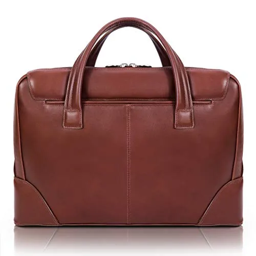 McKlein, R Series, Harpswell, Top Grain Cowhide Leather, 17" Leather Dual Compartment Laptop Briefcase, Brown (88564)