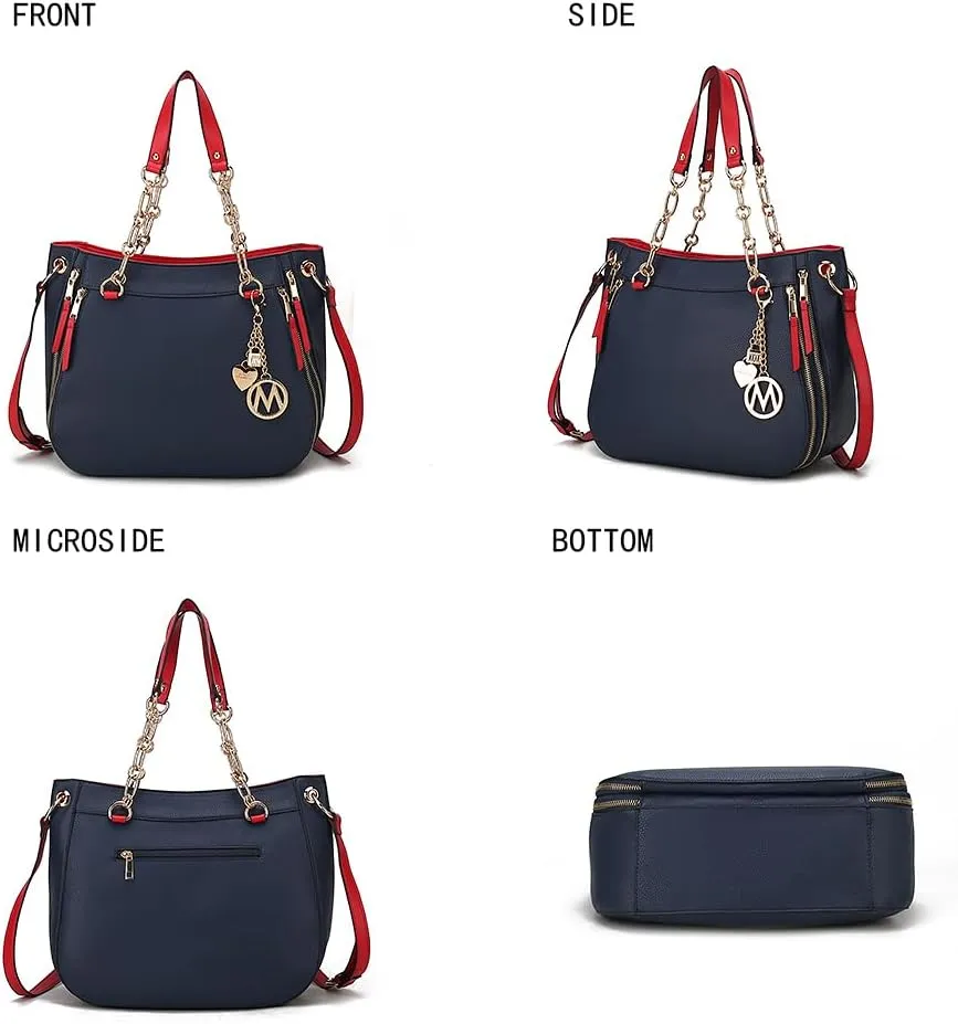 MKF Collection Tote Handbag with Wristlet Wallet, Vegan Leather Crossover Womens Shoulder bag Purse