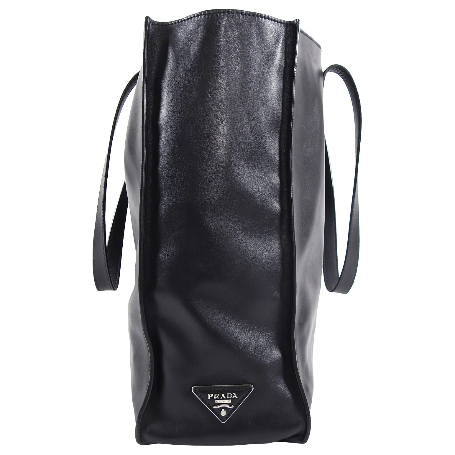 Prada Black Smooth Leather Shopper Tote Bag