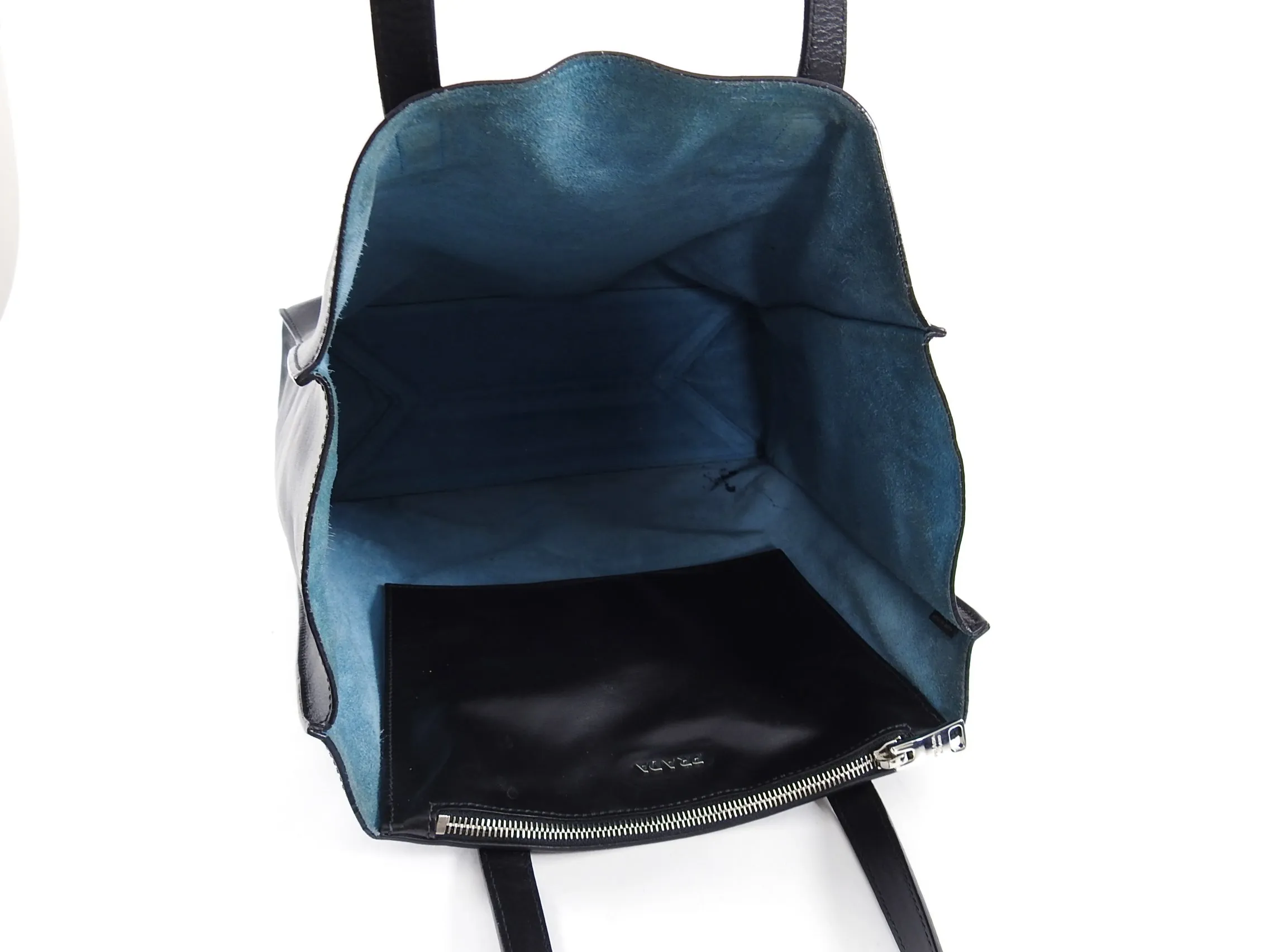 Prada Black Smooth Leather Shopper Tote Bag