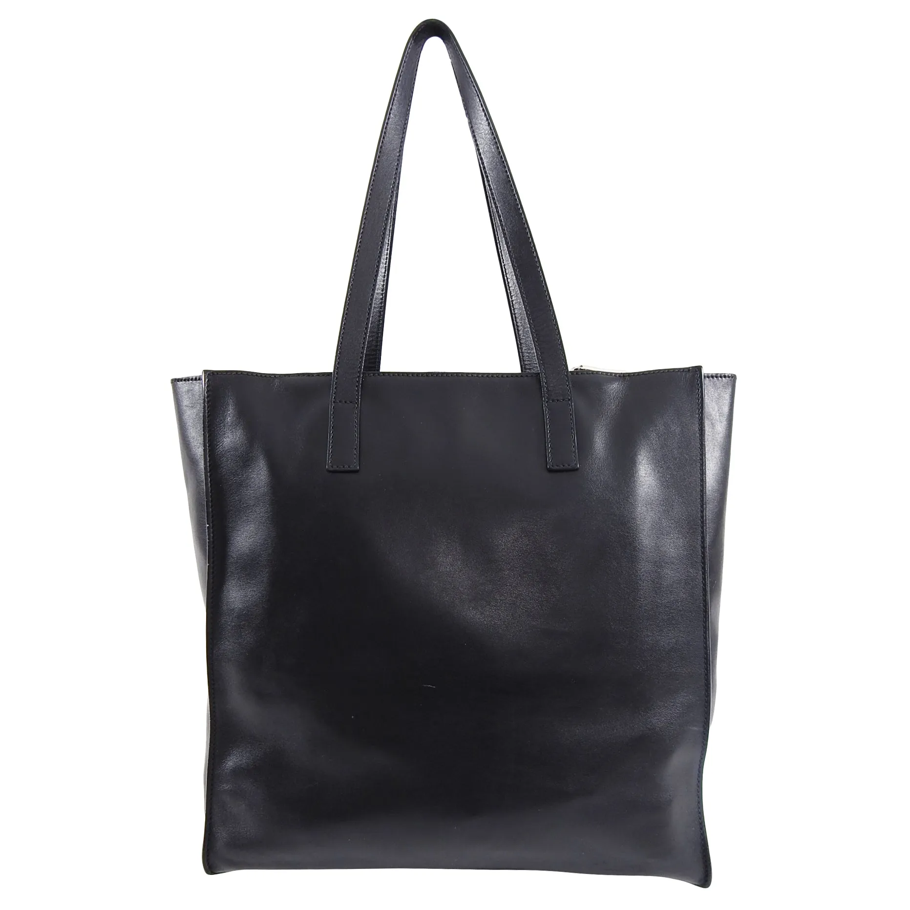 Prada Black Smooth Leather Shopper Tote Bag