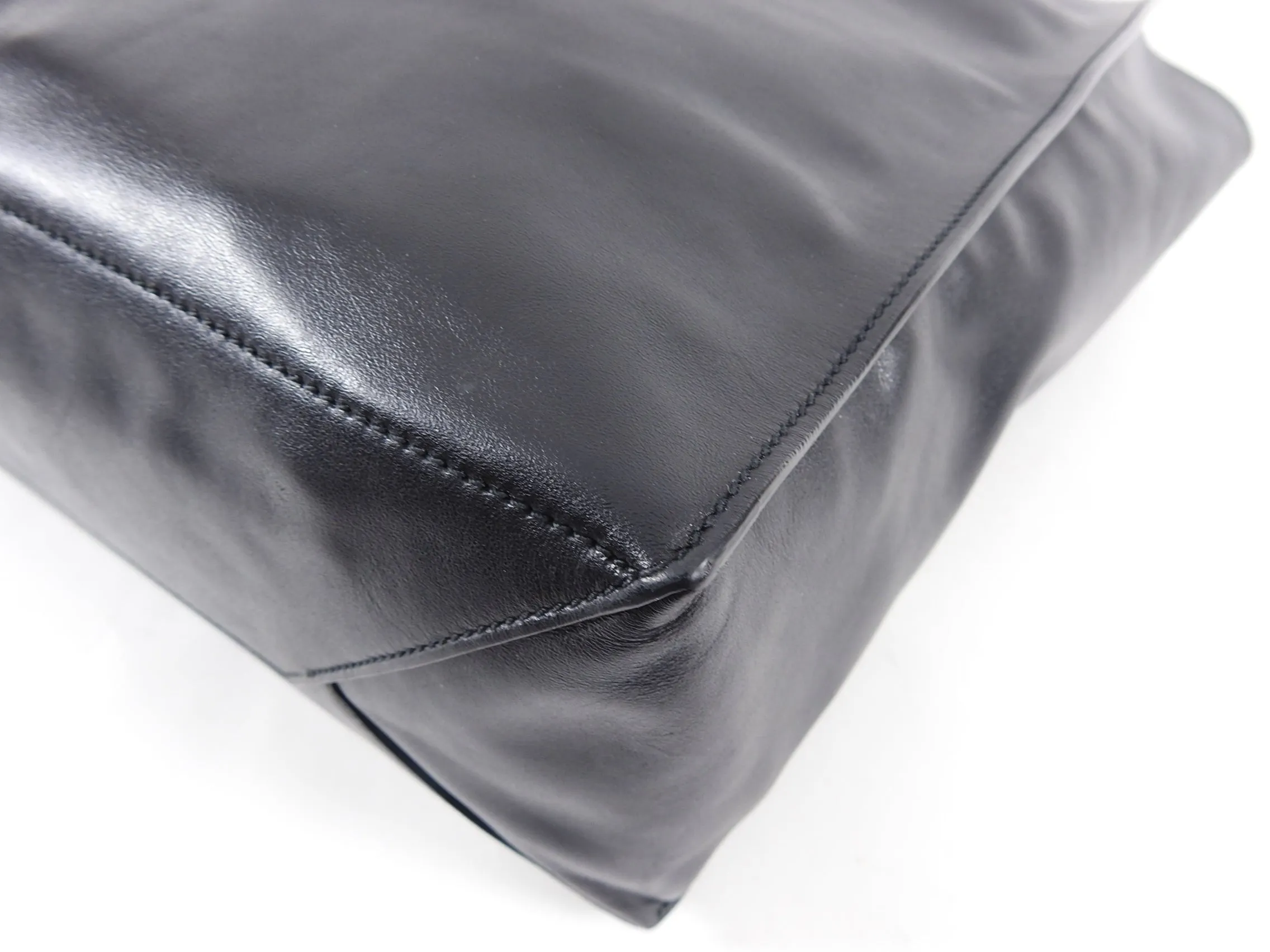 Prada Black Smooth Leather Shopper Tote Bag
